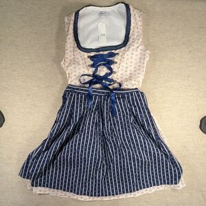*NWT Regency Era Oktoberfest Dress W/ Apron Floral Corset Ribbon Dress Size L/XL